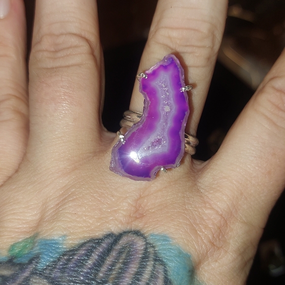 Solar Agate Druzy Ring Size 9.25 - Picture 2 of 8